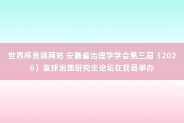 世界杯竞猜网站 安徽省治理学学会第三届（2026）寰球治理研究生论坛在我县举办