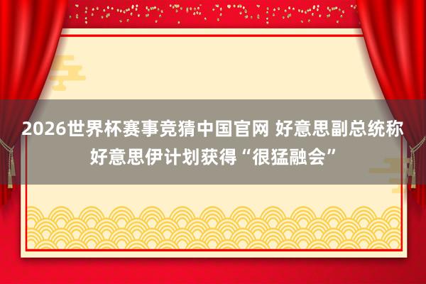 2026世界杯赛事竞猜中国官网 好意思副总统称好意思伊计划获得“很猛融会”