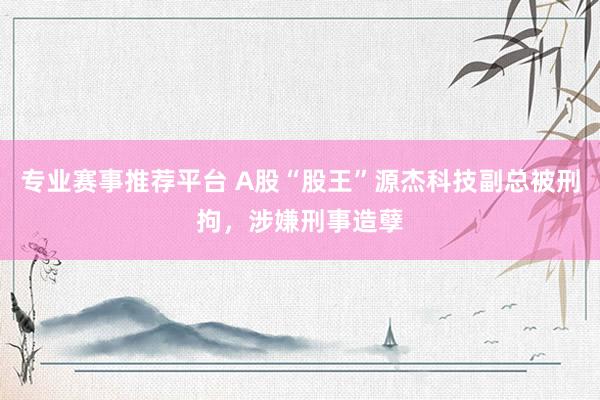 专业赛事推荐平台 A股“股王”源杰科技副总被刑拘，涉嫌刑事造孽