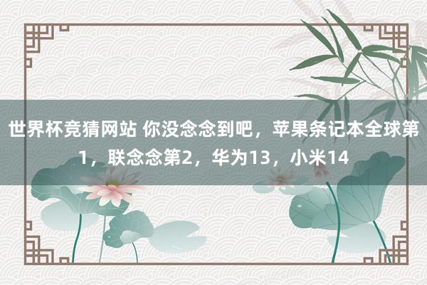 世界杯竞猜网站 你没念念到吧，苹果条记本全球第1，联念念第2，华为13，小米14