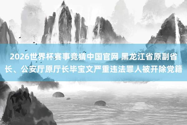 2026世界杯赛事竞猜中国官网 黑龙江省原副省长、公安厅原厅长毕宝文严重违法罪人被开除党籍