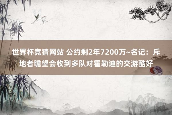 世界杯竞猜网站 公约剩2年7200万~名记：斥地者瞻望会收到多队对霍勒迪的交游酷好