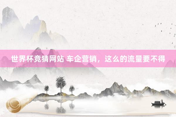 世界杯竞猜网站 车企营销，这么的流量要不得