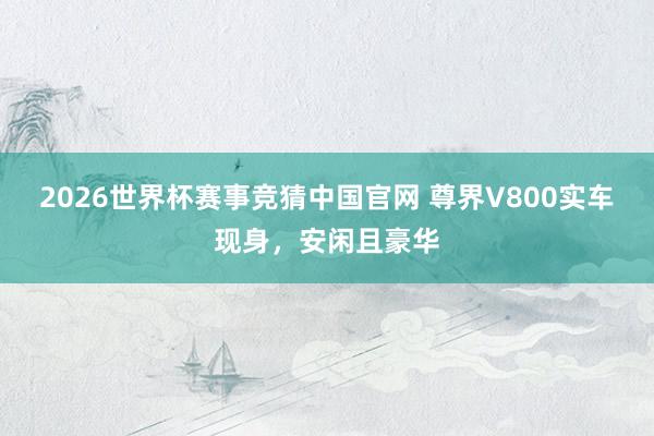 2026世界杯赛事竞猜中国官网 尊界V800实车现身，安闲且豪华