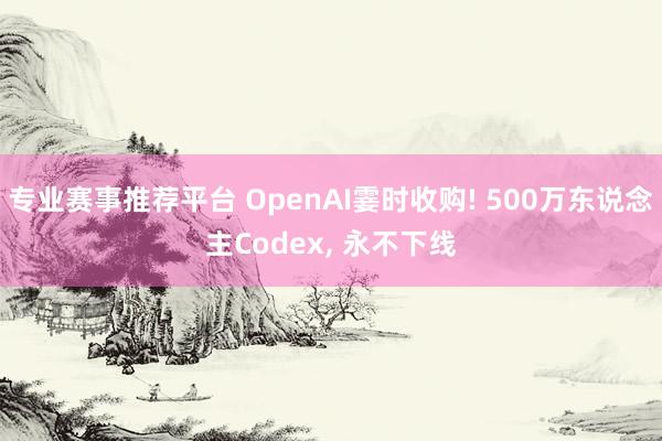 专业赛事推荐平台 OpenAI霎时收购! 500万东说念主Codex， 永不下线