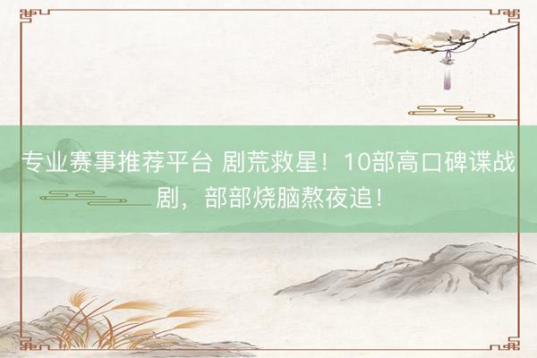 专业赛事推荐平台 剧荒救星！10部高口碑谍战剧，部部烧脑熬夜追！
