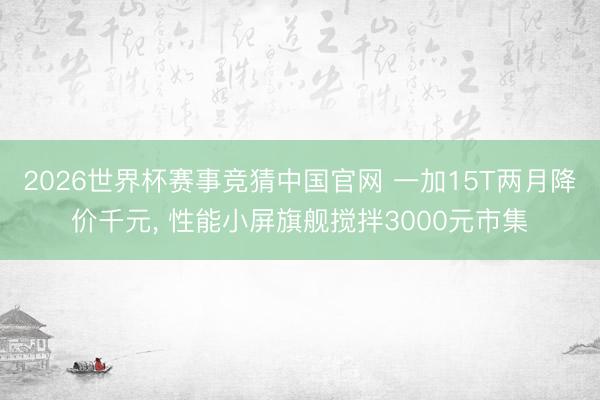 2026世界杯赛事竞猜中国官网 一加15T两月降价千元， 性能小屏旗舰搅拌3000元市集