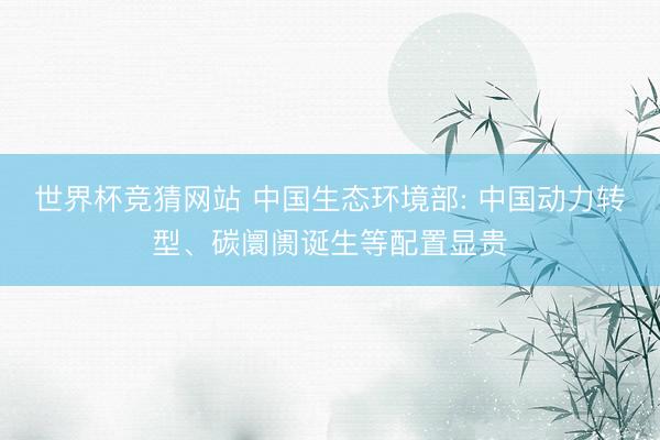 世界杯竞猜网站 中国生态环境部: 中国动力转型、碳阛阓诞生等配置显贵