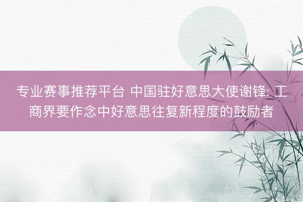 专业赛事推荐平台 中国驻好意思大使谢锋: 工商界要作念中好意思往复新程度的鼓励者